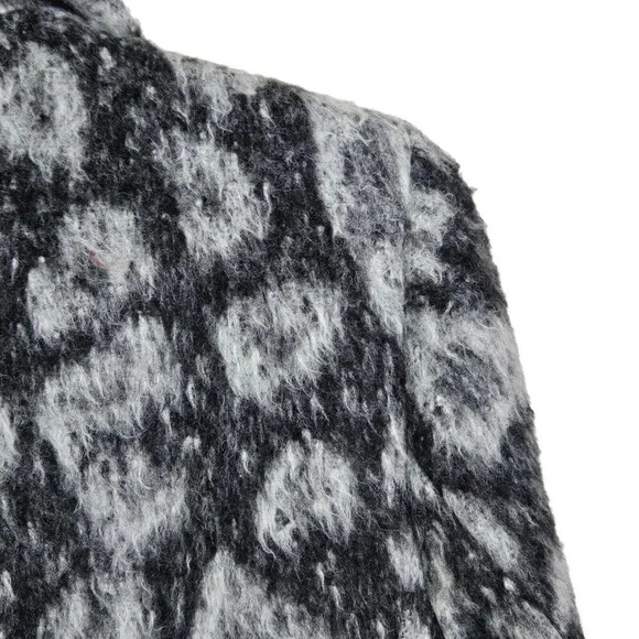 Loft Womens Gray‎ Leopard Spotted Moto Coat Asymmetric Zip Wool Blend size SP - Picture 7 of 11